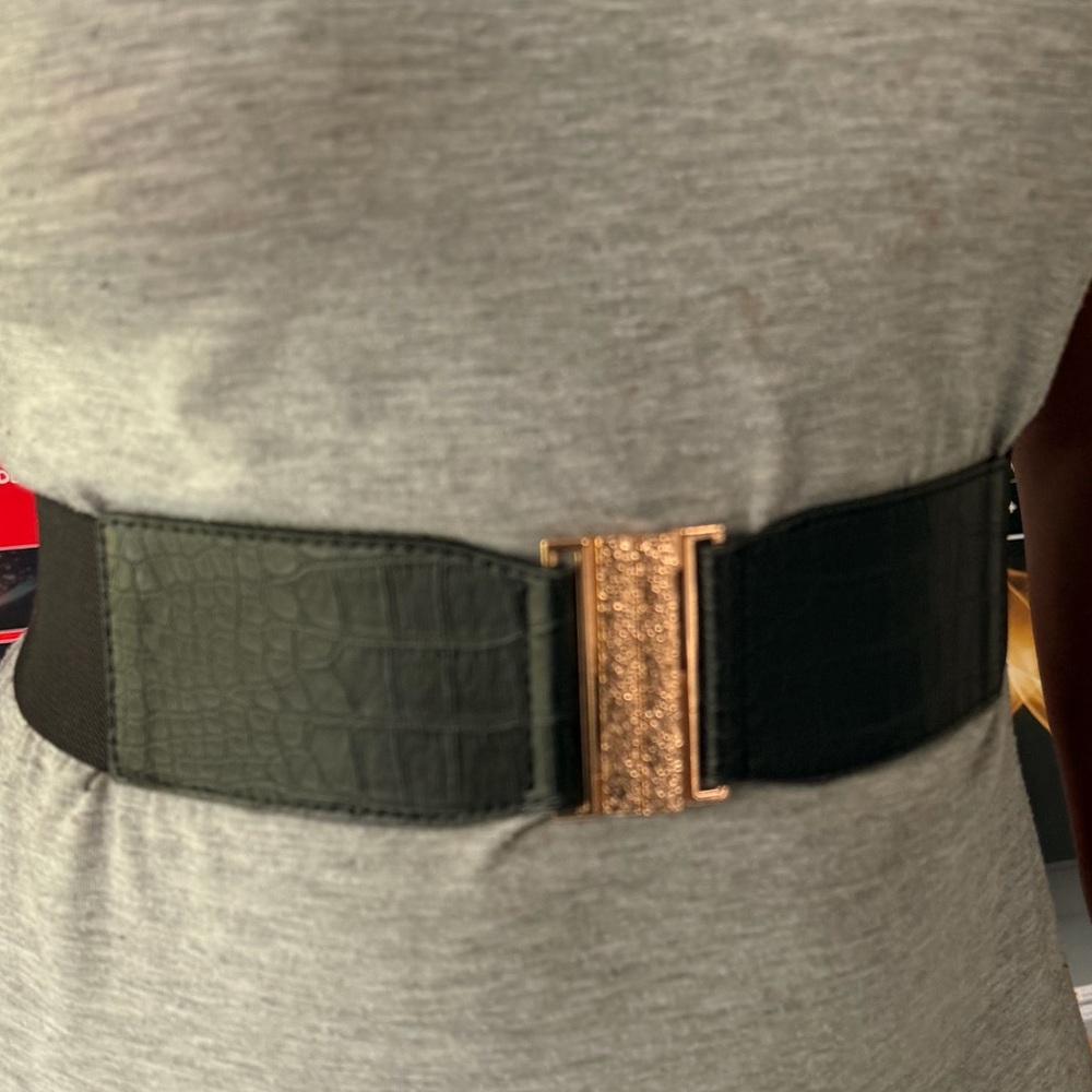 Elegant Black Belt with Gold Buckle